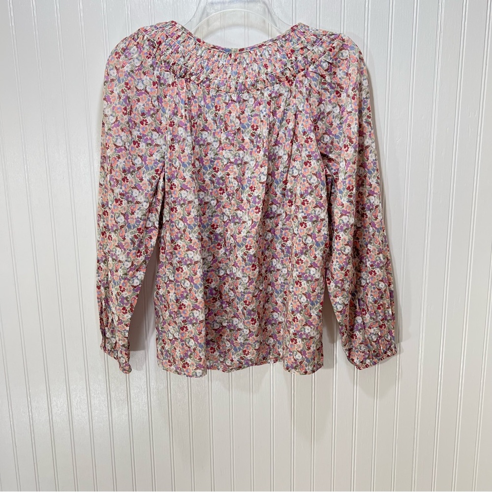 Lucky Brand Floral Boho Peasant Blouse Long Sleeve Prairie Cottagecore XS - Picture 2 of 14